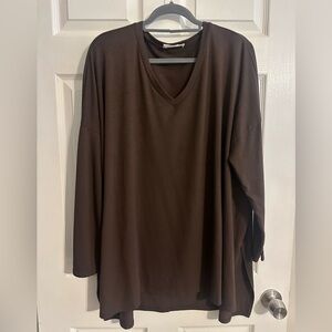 Zenana Outfitters Chocolate Brown V-Neck Tunic